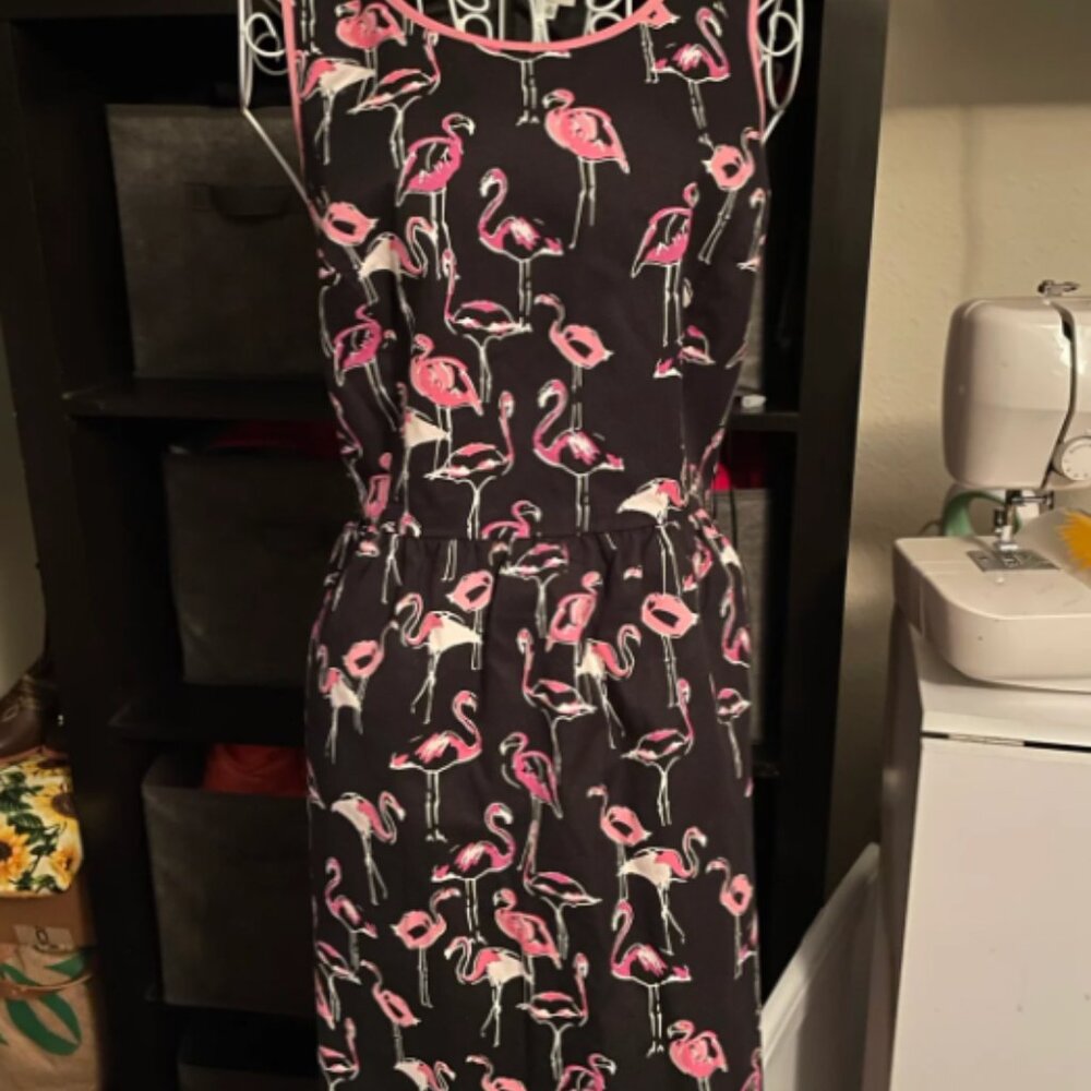 Super cute sleeveless black dress with pink flamingos size 12